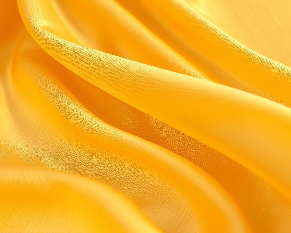 A finely-woven tapestry of delicate silk threads, cascading in soft, lustrous folds. The fabric's surface reflects a warm, golden light, highlighting the intricate texture and subtle sheen of the cultivated silk. In the foreground, the fabric's drape reveals its exceptional softness and pliability, while the middle ground showcases the uniform weave and consistent quality. The background is a neutral, clean setting, allowing the exquisite silk to be the focal point. Captured through a medium-wide angle lens, this image conveys the luxurious yet sustainable nature of cultivated silk, a true textile treasure.