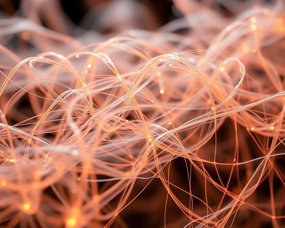 A tightly woven tapestry of delicate silk fibers, glimmering with a soft sheen under warm, diffused lighting. The intricate strands intertwine in a mesmerizing pattern, creating a complex and visually captivating structure. The fibers appear translucent, revealing their inherent strength and flexibility, hinting at their diverse applications in the healthcare industry. The composition is framed by a subtly blurred background, allowing the viewer to focus solely on the intricate details of the silk. The overall mood is one of refined elegance and technological sophistication, perfectly capturing the essence of biomedical silk and its transformative potential in the medical field. A tightly woven tapestry of delicate silk fibers, glimmering with a soft sheen under warm, diffused lighting. The intricate strands intertwine in a mesmerizing pattern, creating a complex and visually captivating structure. The fibers appear translucent, revealing their inherent strength and flexibility, hinting at their diverse applications in the healthcare industry. The composition is framed by a subtly blurred background, allowing the viewer to focus solely on the intricate details of the silk. The overall mood is one of refined elegance and technological sophistication, perfectly capturing the essence of biomedical silk and its transformative potential in the medical field.